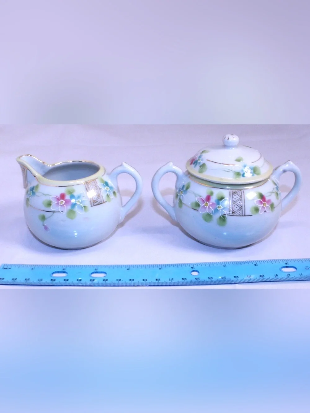 Vintage Art Deco styled Nippon porcelain creamer and sugar bowl set